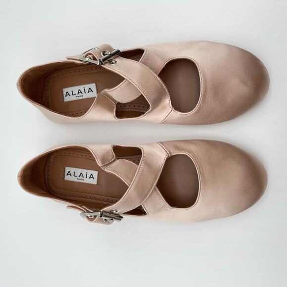 ALAIA | Criss Cross Satin Ballet Flat in Nude Baby Pink w/ Box 36 - Picture 11 of 16